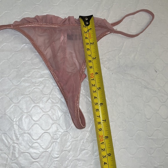 Victoria’s Secret Sexy Little Things pink nylon mesh ruffle thong panty - Picture 5 of 7